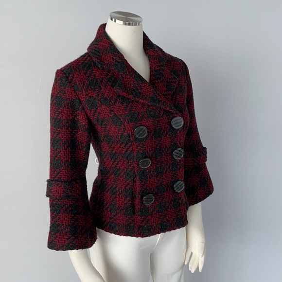Mac & jac wool Double Breasted Tweed Jacket Size 6 - Picture 5 of 14